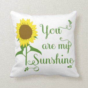 Floral Yellow Sunflower You are My Sunshine Love Cushion