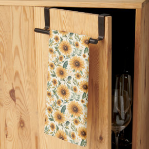 Floral Yellow Sunflowers Tea Towel