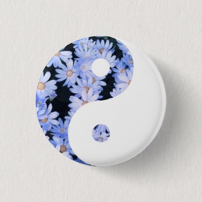 Floral Yin Yang 3 Cm Round Badge (Front)