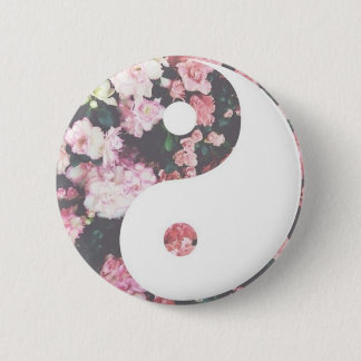 Floral Yin Yang 6 Cm Round Badge
