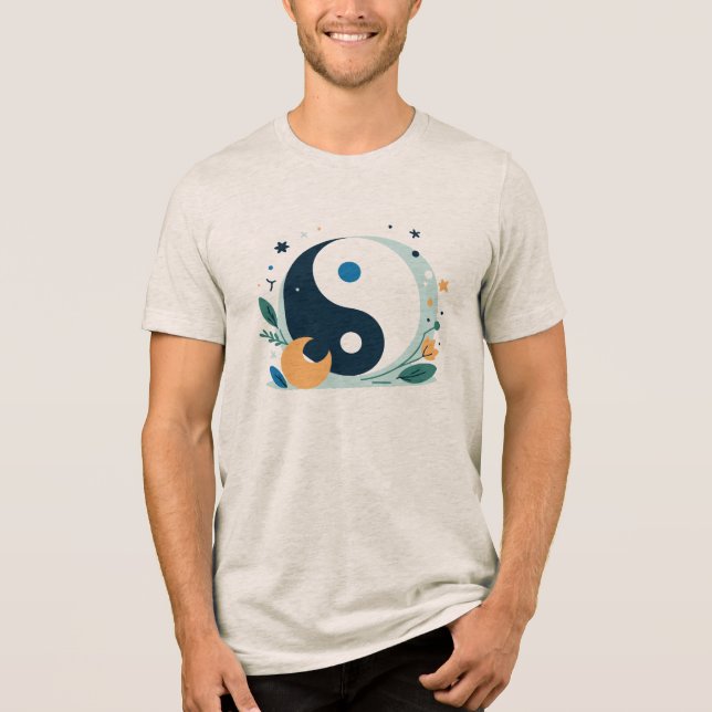 Floral Yin Yang Symbol | Harmony & Nature Tri-Blend Shirt (Front)
