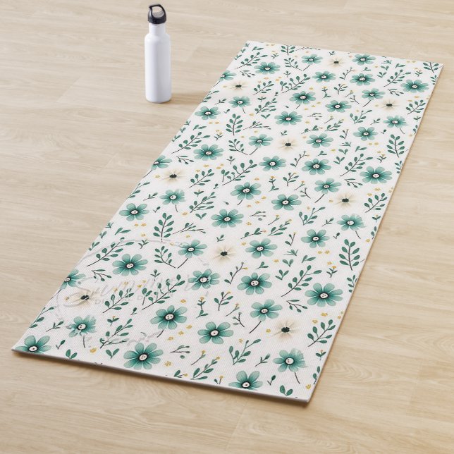 Floral Yoga Mats: Green Floral Yoga Mat (In Situ)
