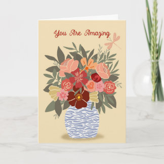 Floral "You Are Amazing" Folded Card - blank insid