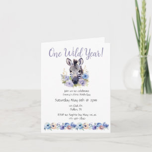 Floral Zebra Birthday Invitation