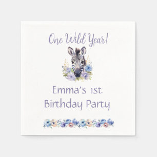 Floral Zebra Birthday Napkin