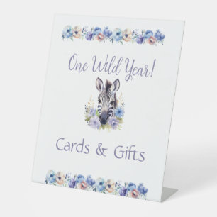 Floral Zebra Birthday Pedestal Sign