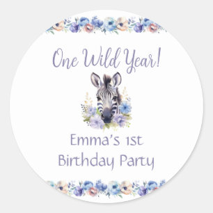 Floral Zebra Birthday Sticker