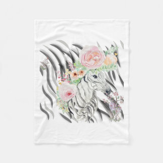 Floral Zebra Crown print Fleece Baby Blanket