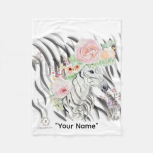 Floral Zebra Crown print Fleece Baby Blanket