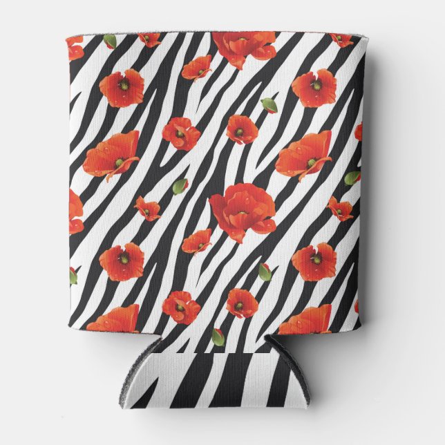 Floral zebra: unique seamless pattern. can cooler (Front)