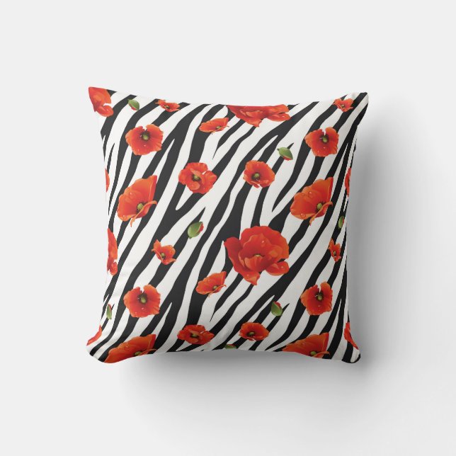 Floral zebra: unique seamless pattern. cushion (Front)