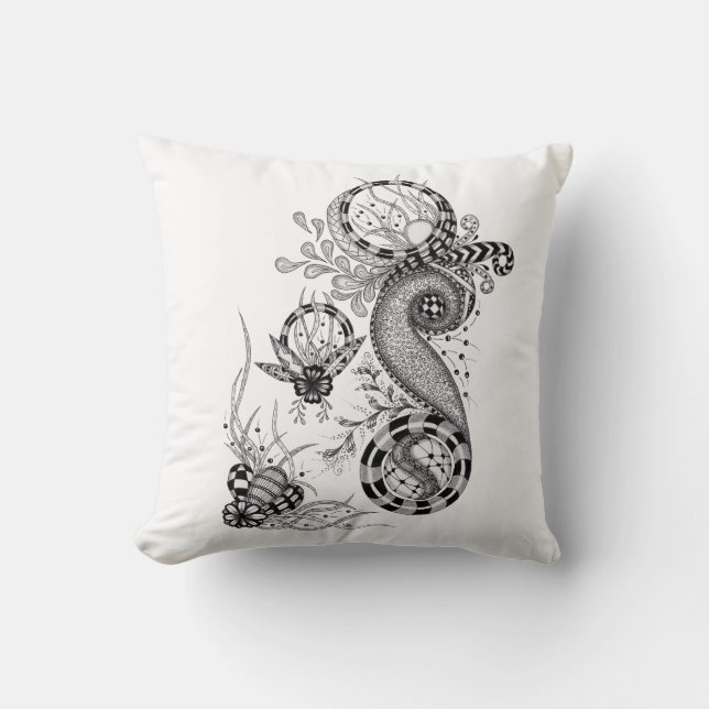 Floral Zen Art Drawing - Cushion (Front)