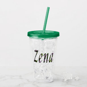 Floral Zena Name, Acrylic Tumbler