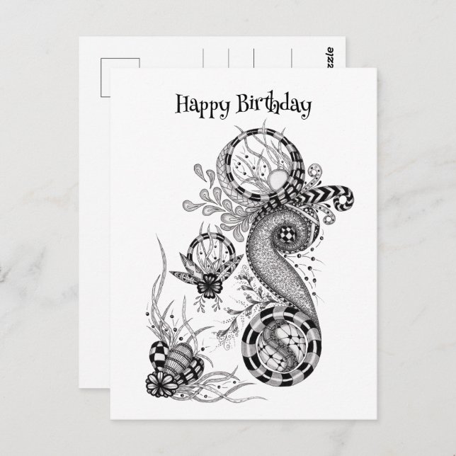Florale Tangle drawing Postcard (Front/Back)