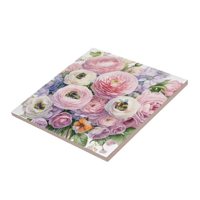 FLORALS AND BEES  CERAMIC TILE (Side)