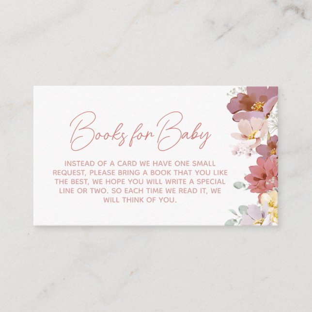 Florals Baby Bloom Baby Shower Books for Baby Enclosure Card (Front)