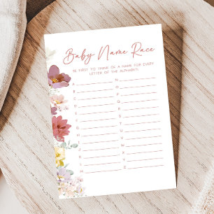 Florals Baby Bloom Baby Shower Name Race Game