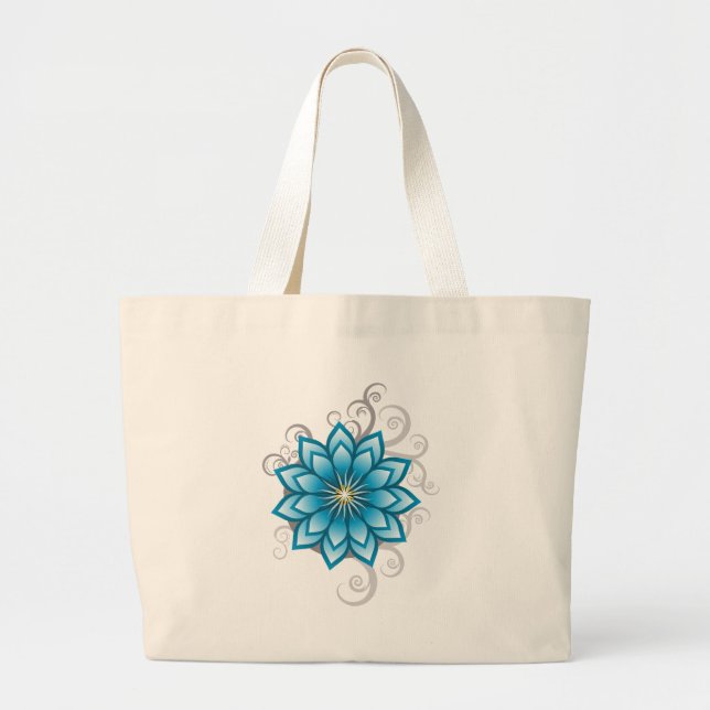 Florals - Blue Large Tote Bag (Front)
