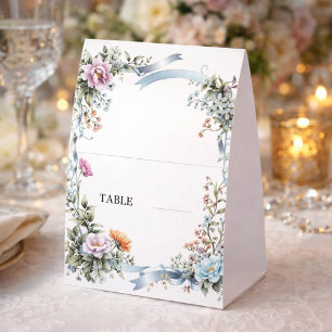 Florals Blue Ribbon Place Cards Elegant Place Card