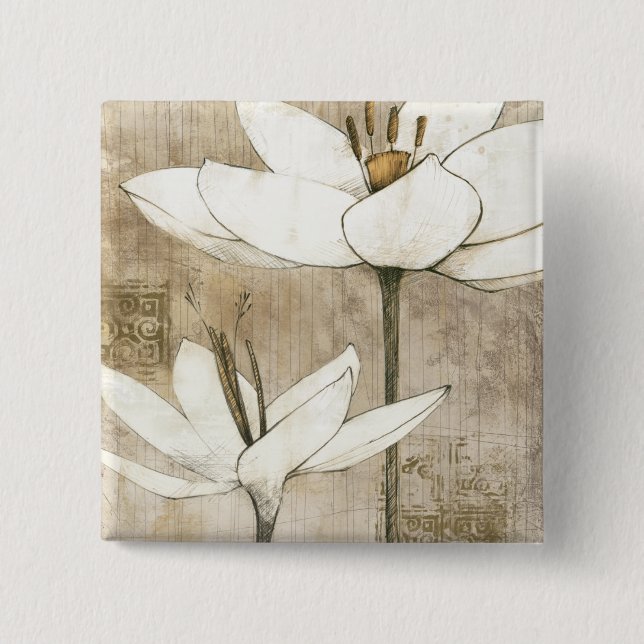 Florals Drawn by Pencil 15 Cm Square Badge (Front)