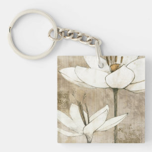 Florals Drawn by Pencil Key Ring