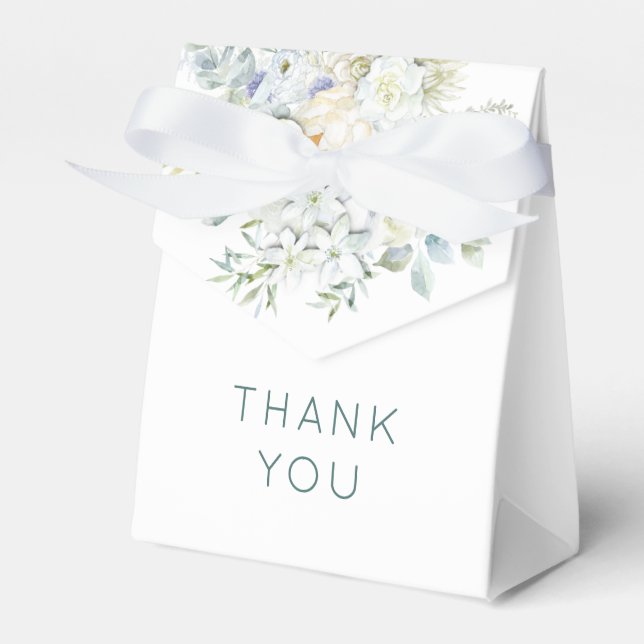 Florals Eucalyptus Greenery Names Date Wedding Favour Box (Front Side)