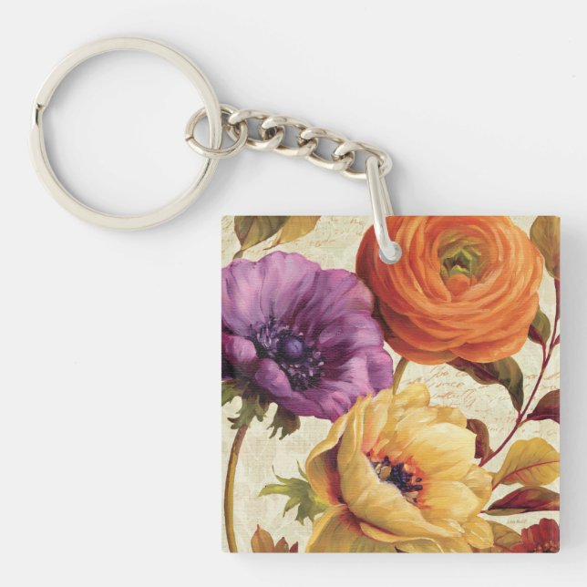 Florals in Full Bloom Key Ring (Front)