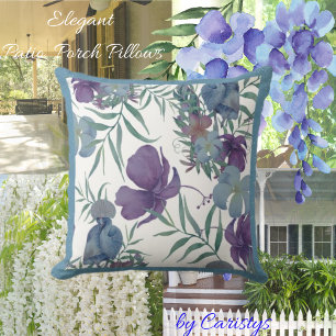 Florals Mauve, Slate Blue with Greenery Cushion