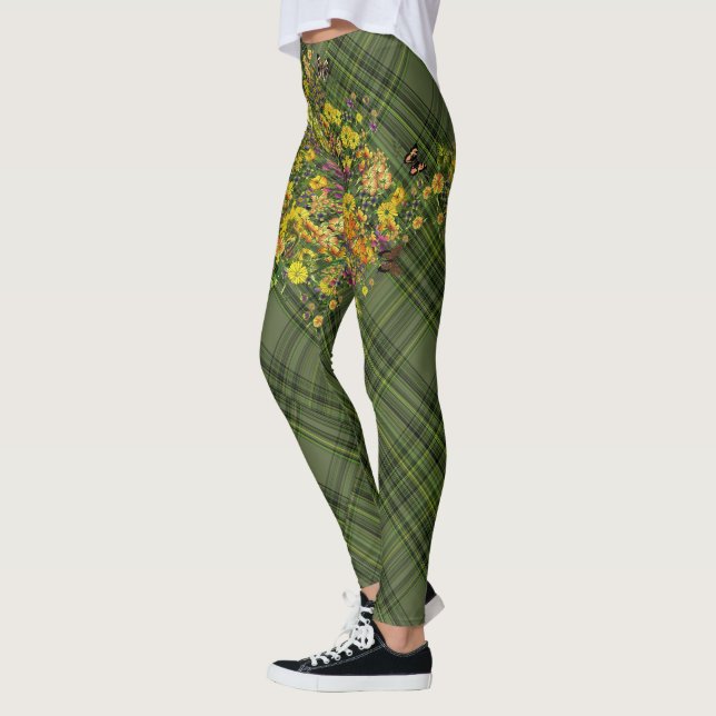 Florals on Plaid Leggings (Left)