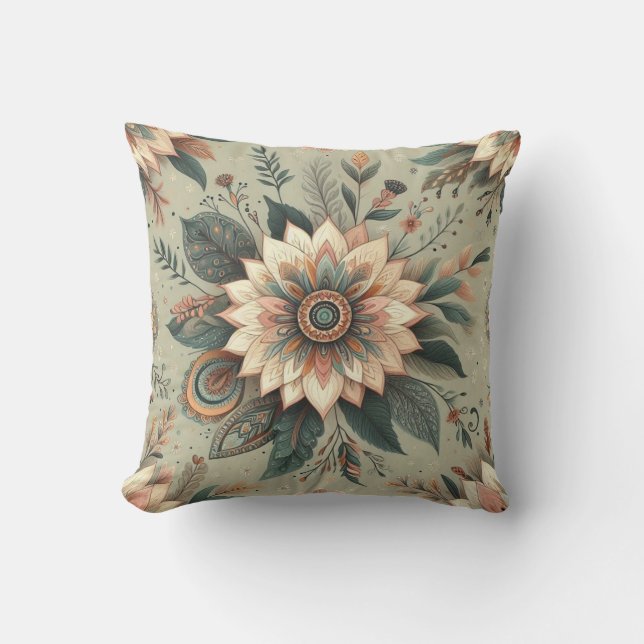 Florals on Sage Cushion (Front)