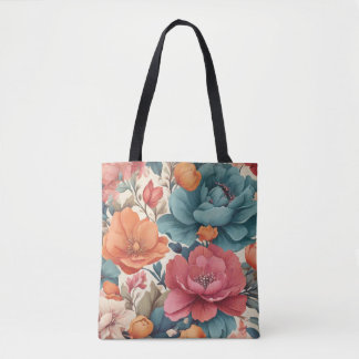 Florals pattern muted vibrant colours Tote Bag