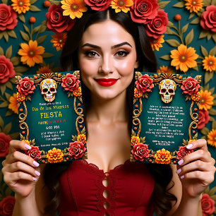 💀🎉Florals & Phantoms, the Día de los Muertos Invitation