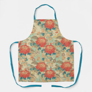 Florals Teal, Peach, Teal All-Over Print Apron