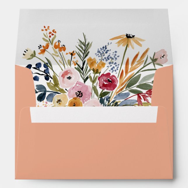 Florals Terracotta Rustic Watercolor Envelope (Back (Bottom))
