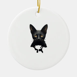 Florals Whimsigoth Gothic Style Kitty And Poppies  Ceramic Ornament