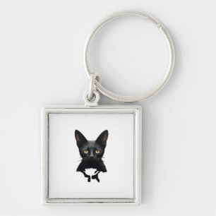 Florals Whimsigoth Gothic Style Kitty And Poppies  Key Ring