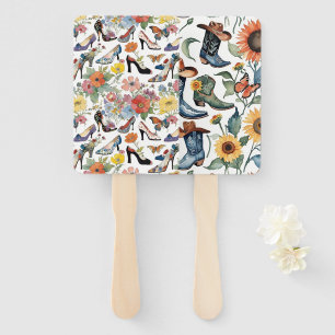 Florals With Heels and Boots Hand Fan