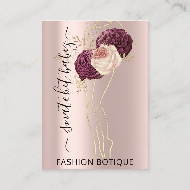 Florals Wreath Rose QR Code Body SculptingStylist  Business Card (Front)