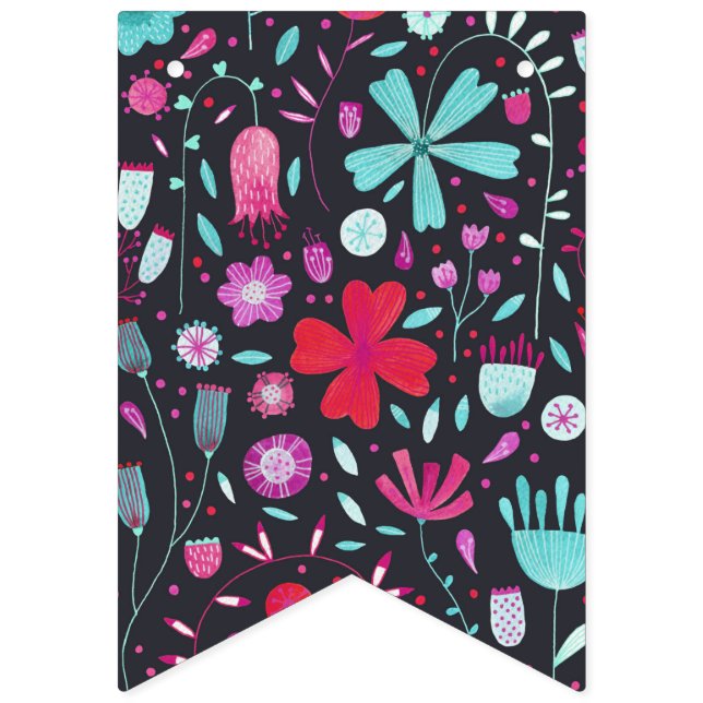 FloralWatercolor Dark Bunting (First Flag)