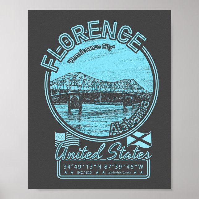 FLORENCE ALABAMA - TENNESSEE RIVER POSTER (Front)