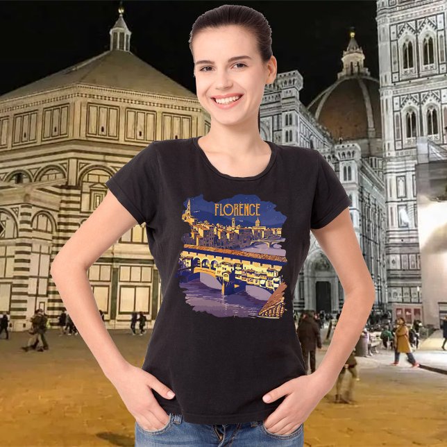 Florence at Night T-Shirt (Florence, Black t-shirt for women)