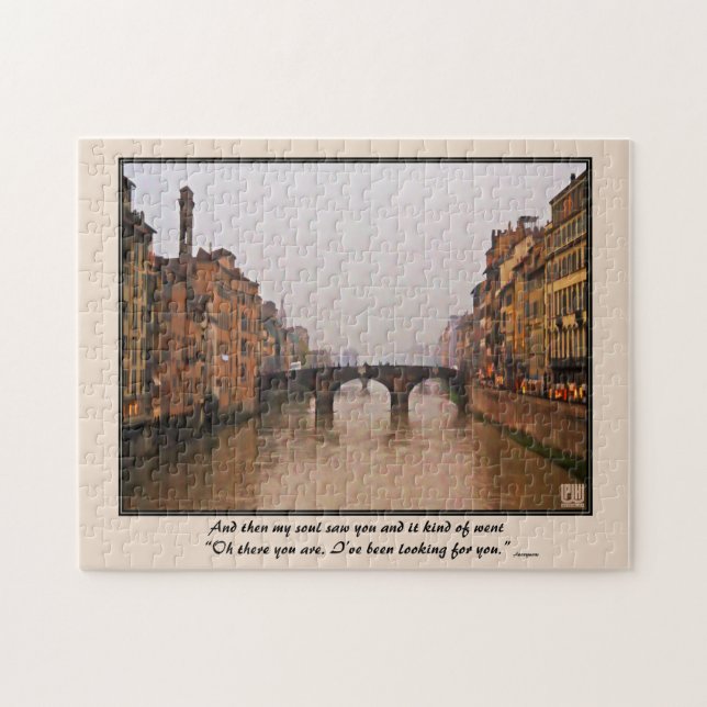 Florence Bridge With Love Quote Jigsaw Puzzle (Horizontal)