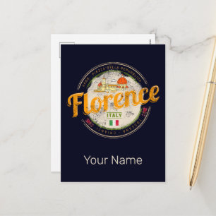Florence capital of Tuscany Italy vintage souvenir Holiday Postcard