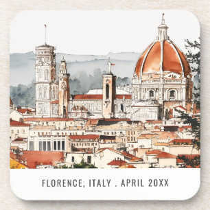 Florence Cathedral Italy Watercolor Italian Travel Coaster
