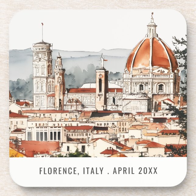 Florence Cathedral Italy Watercolor Italian Travel Coaster (Front)