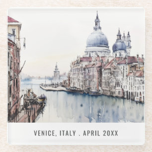 Florence Cathedral Italy Watercolor Italian Travel Glass Coaster