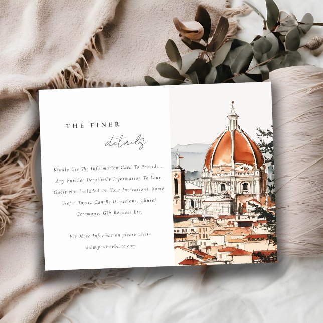 Florence Cathedral Italy Watercolor Wedding Detail Enclosure Card (Creator Uploaded)