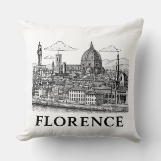 Florence Cityscape – Duomo Cathedral Line Art Cushion
