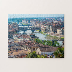 Florence cityscape - Ponte Vecchio over Arno river Jigsaw Puzzle
