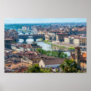Florence cityscape - Ponte Vecchio over Arno river Poster